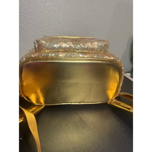 Disney Parks Loungefly Mini Backpack Hidden Mickey Minnie Mouse Gold Sequin NWT
